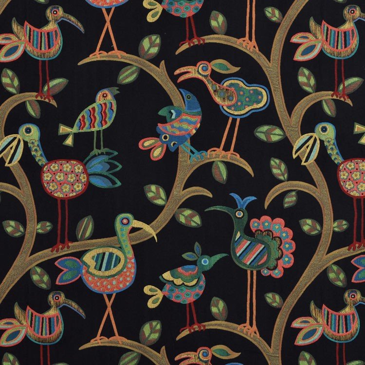 Swavelle / Mill Creek Crazy Ol Bird Midnight Fabric