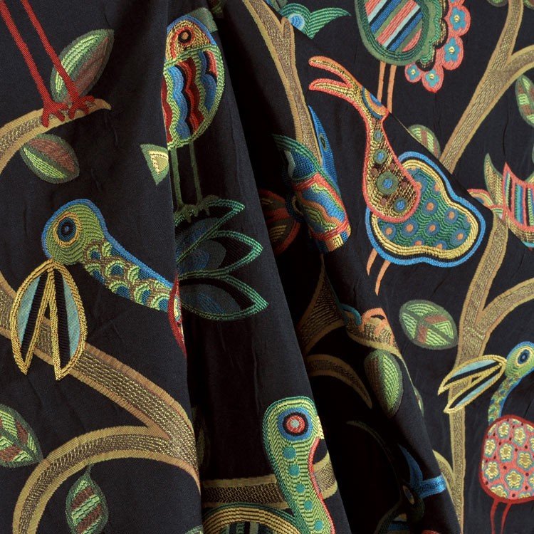 Swavelle / Mill Creek Crazy Ol Bird Midnight Fabric | OnlineFabricStore
