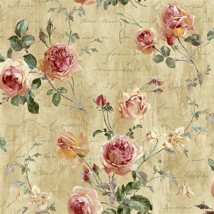 Seabrook Designs Charleston Floral Antique Rose Wallpaper |  OnlineFabricStore