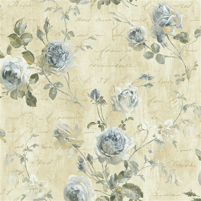 Seabrook Designs Charleston Floral Antique Blue Wallpaper