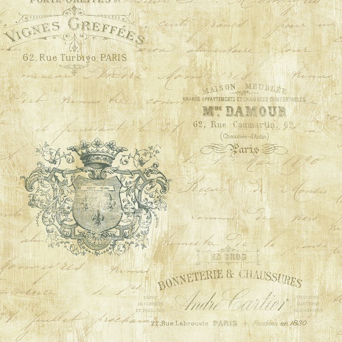 Seabrook Designs Charleston Labels Olive Wallpaper