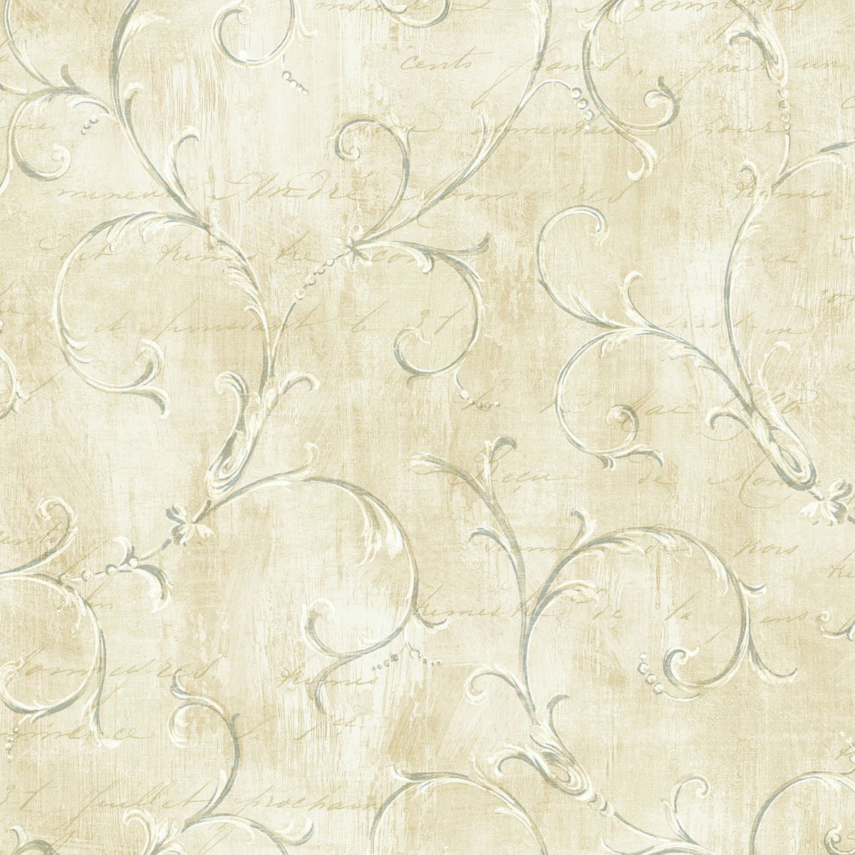 Seabrook Designs Charleston Scroll Warm Gray Wallpaper | OnlineFabricStore