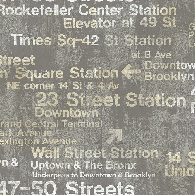 Seabrook Designs New York Silver Sign Wallpaper