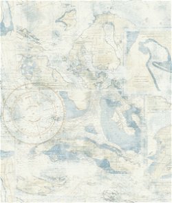Seabrook Designs Nantucket Map Sandy Blue Wallpaper