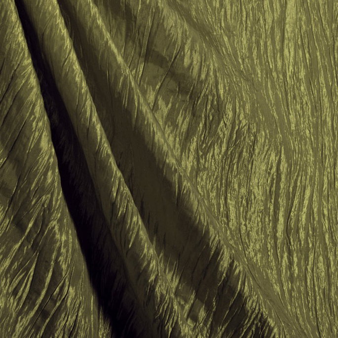 Olive Green Crushed Taffeta Fabric image 2 of 2