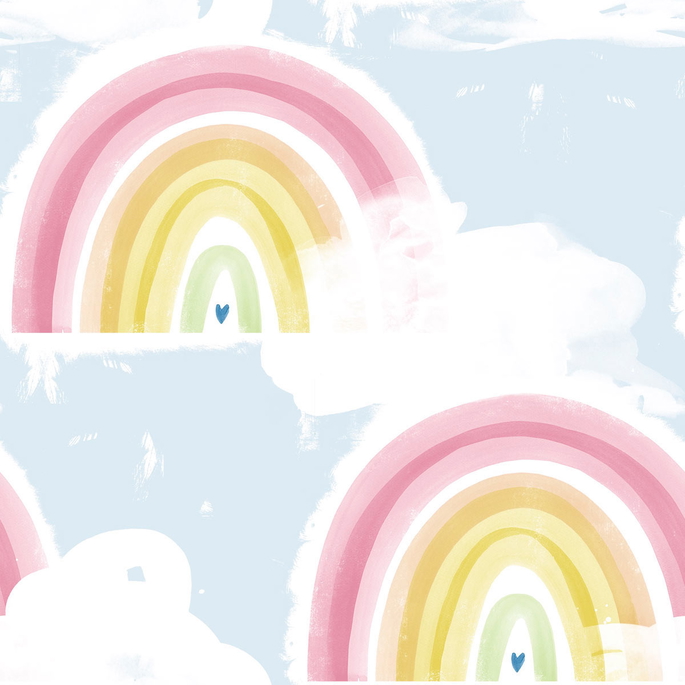 Seabrook Designs Rainbows Powder Blue Wallpaper image 1 of 2