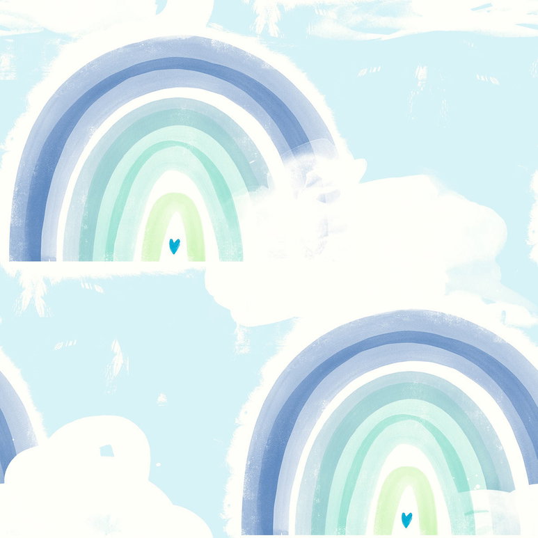 Seabrook Designs Rainbows Blue &amp; Green Wallpaper