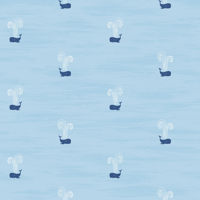 Seabrook Designs Tiny Whales Sky Blue &amp; Navy Wallpaper image 1 of 2