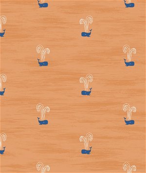 Seabrook Designs Tiny Whales Orange & Navy Wallpaper