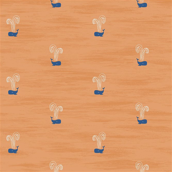 Seabrook Designs Tiny Whales Orange &amp; Navy Wallpaper