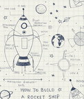 Seabrook Designs Rocket Ship White & Midnight Blue Wallpaper