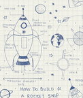 Seabrook Designs Rocket Ship White & Navy Wallpaper