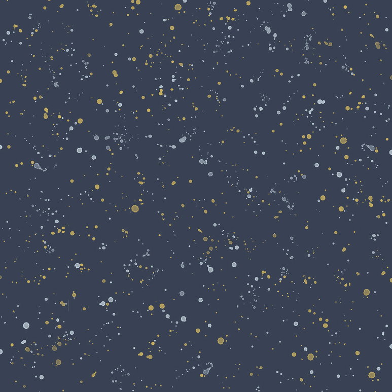 Seabrook Designs Paint Splatter Navy &amp; Metallic Gold Wallpaper