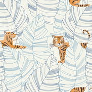Seabrook Designs Hiding Tigers Sky Blue & Orange Wallpaper