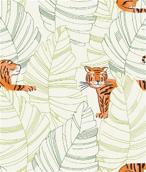 Seabrook Designs Hiding Tigers Green & Orange Wallpaper
