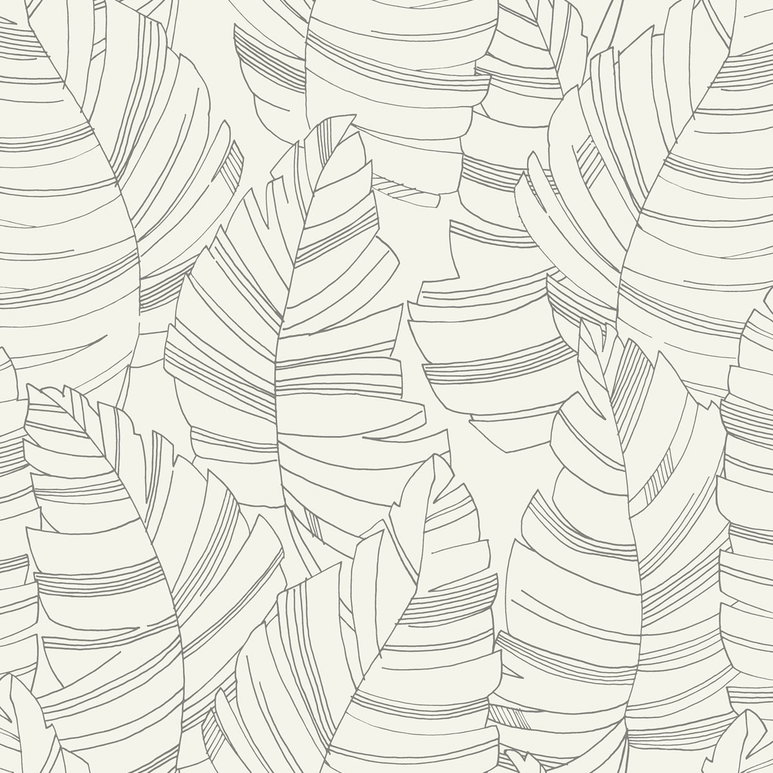 Seabrook Designs Jungle Leaves Charcoal Wallpaper