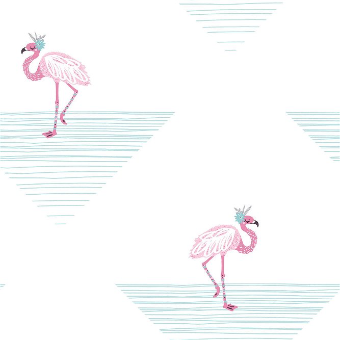 Seabrook Designs Dancing Flamingo Fuchsia &amp; Teal Wallpaper