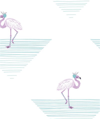 Seabrook Designs Dancing Flamingo Teal & Lilac Wallpaper