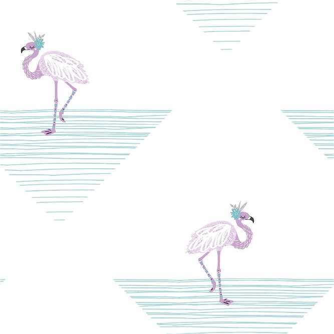 Seabrook Designs Dancing Flamingo Teal &amp; Lilac Wallpaper