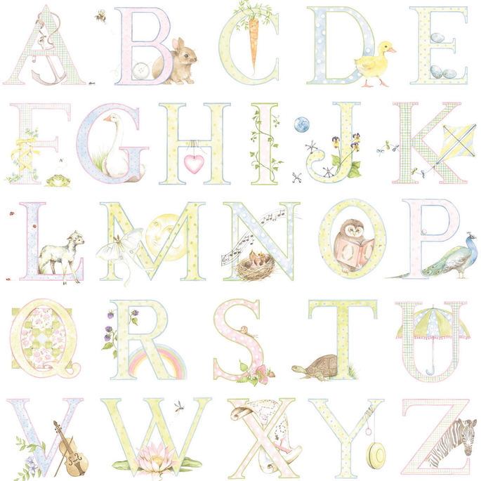 Seabrook Designs Alphabet Pastel Wallpaper image 1 of 2