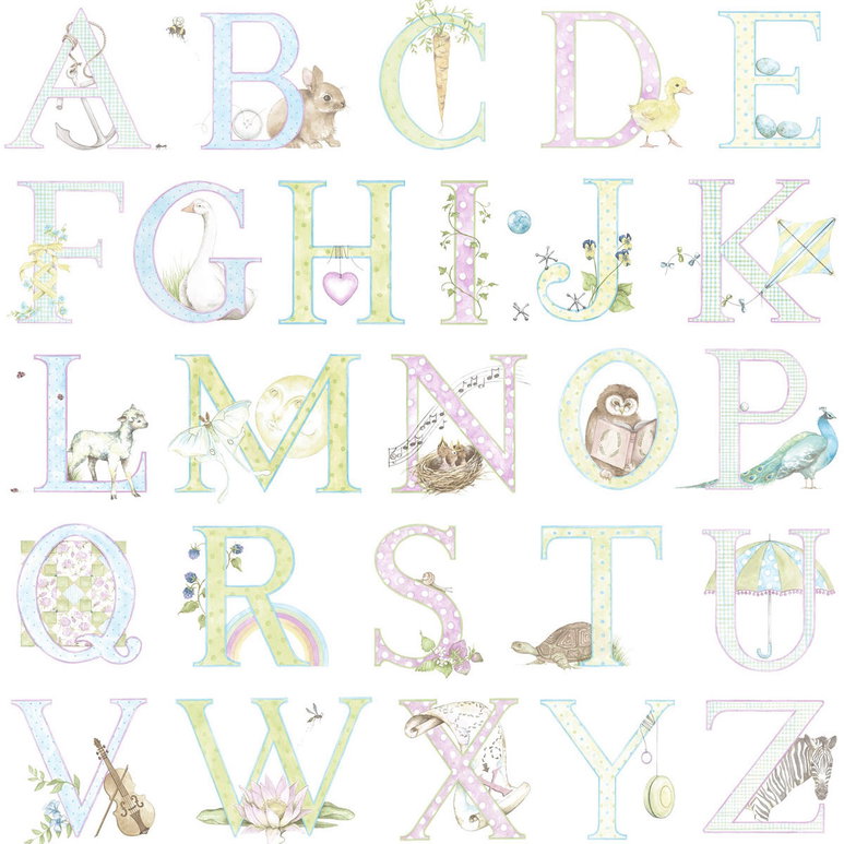 Seabrook Designs Alphabet Light Pastel Wallpaper