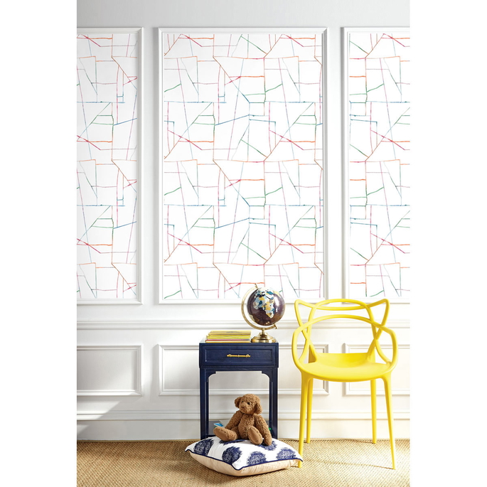Seabrook Designs Geo Creative Orange &amp; Pink Wallpaper image 2 of 2