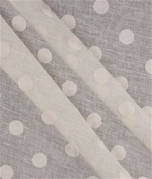 Ivory/Ivory Daisy Polka Dot Linen Blend Sheer Fabric