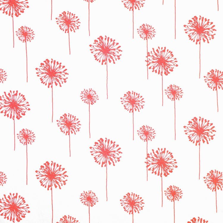 Premier Prints Dandelion White/Coral Fabric