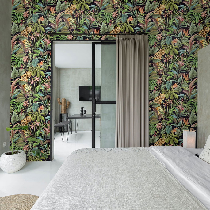 Daisy Bennett Tropical Leopard Black Peel &amp; Stick Wallpaper image 4 of 5