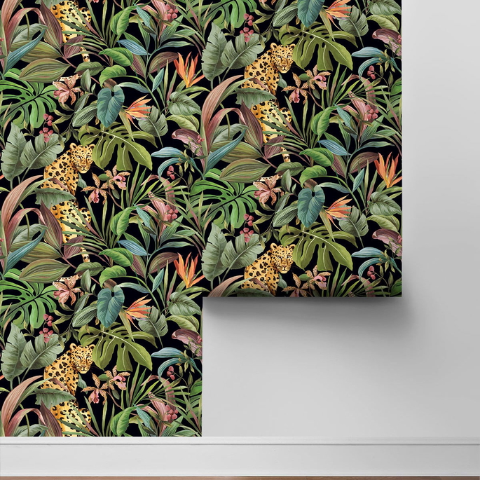 Daisy Bennett Tropical Leopard Black Peel &amp; Stick Wallpaper image 5 of 5
