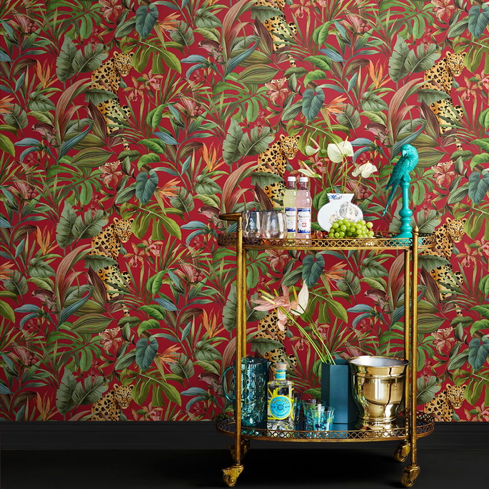 Daisy Bennett Tropical Leopard Red Peel &amp; Stick Wallpaper image 3 of 5