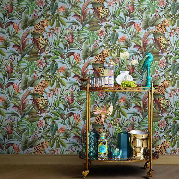 Daisy Bennett Tropical Leopard Sky Blue Peel &amp; Stick Wallpaper image 3 of 5