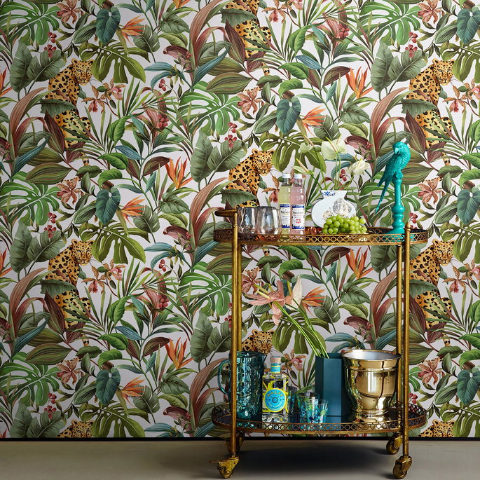 Daisy Bennett Tropical Leopard White Peel &amp; Stick Wallpaper image 3 of 5