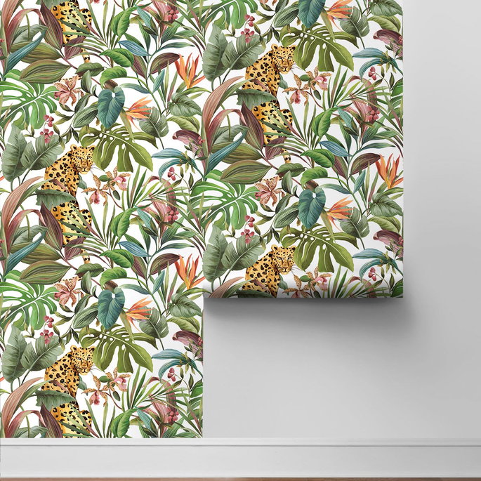Daisy Bennett Tropical Leopard White Peel &amp; Stick Wallpaper image 5 of 5