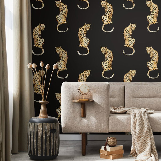 Daisy Bennett Leopard King Black Peel &amp; Stick Wallpaper image 4 of 5