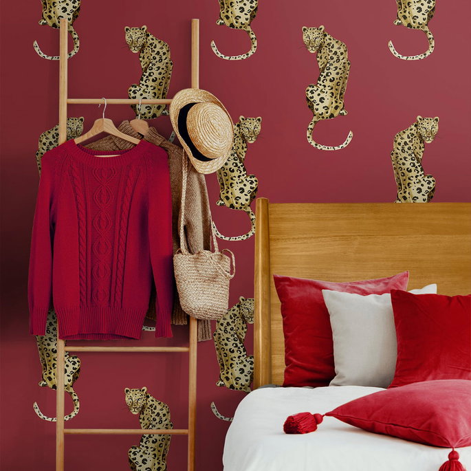 Daisy Bennett Leopard King Red Peel &amp; Stick Wallpaper image 3 of 5