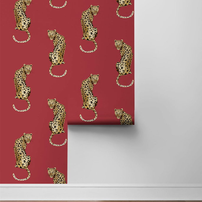 Daisy Bennett Leopard King Red Peel &amp; Stick Wallpaper image 5 of 5