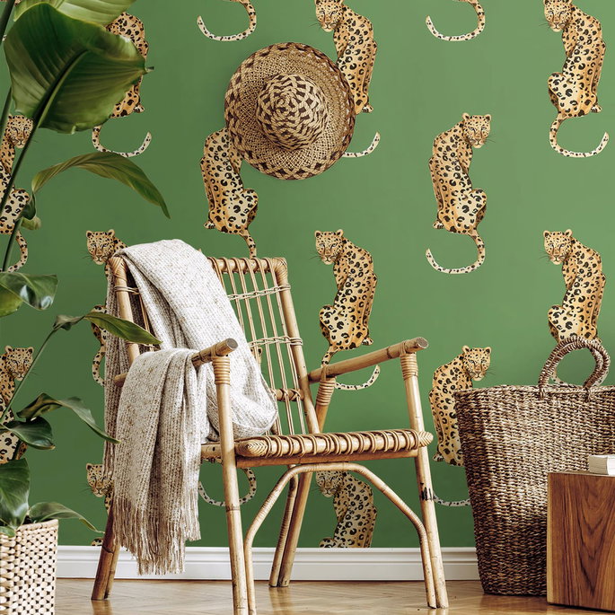 Daisy Bennett Leopard King Green Peel &amp; Stick Wallpaper image 3 of 5
