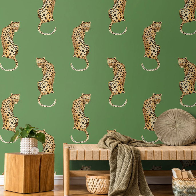 Daisy Bennett Leopard King Green Peel &amp; Stick Wallpaper image 4 of 5