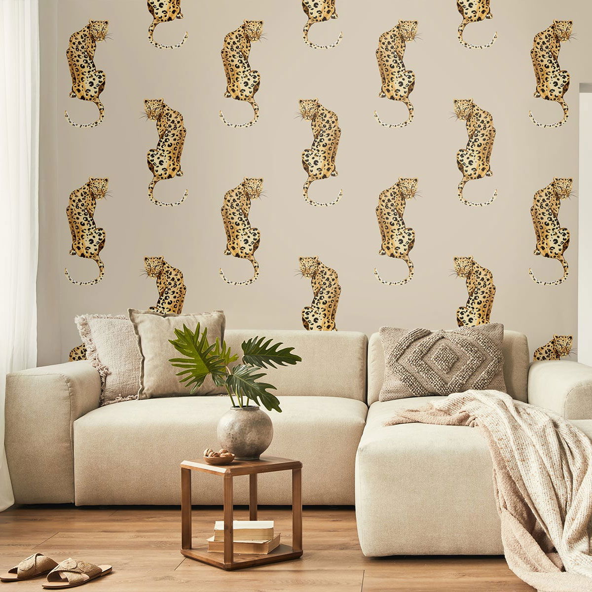 Daisy Bennett Classic Leopard Natural Tan Peel & Stick Wallpaper