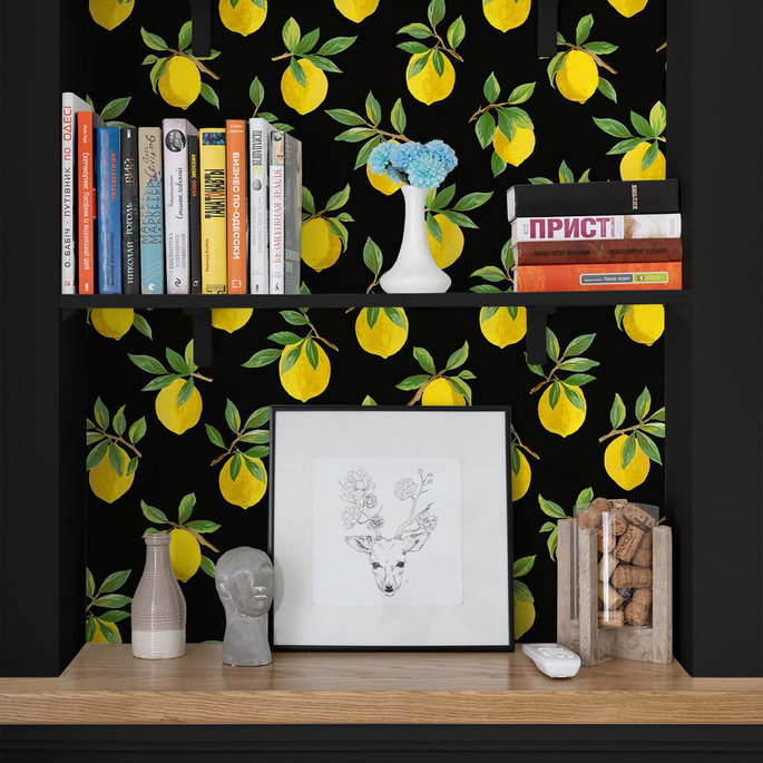 Daisy Bennett Lemoncello Black Peel &amp; Stick Wallpaper image 2 of 5