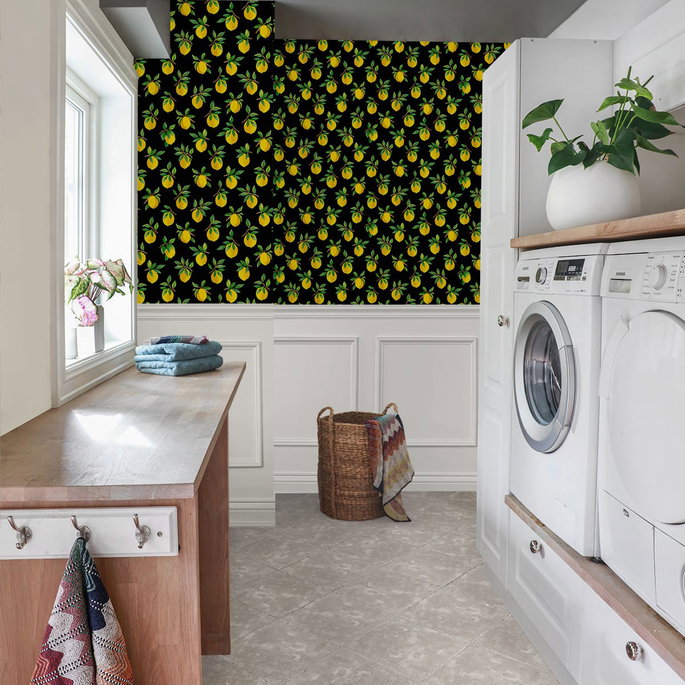 Daisy Bennett Lemoncello Black Peel &amp; Stick Wallpaper image 3 of 5