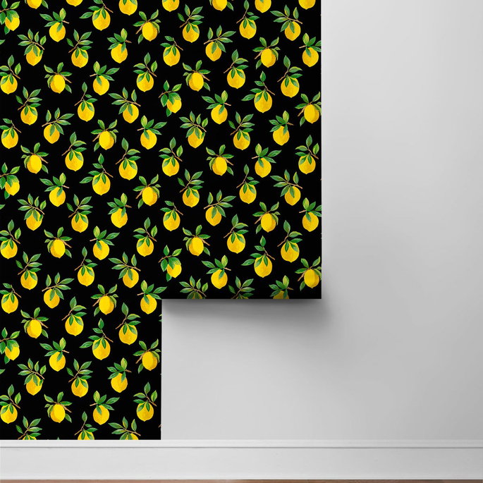 Daisy Bennett Lemoncello Black Peel &amp; Stick Wallpaper image 5 of 5