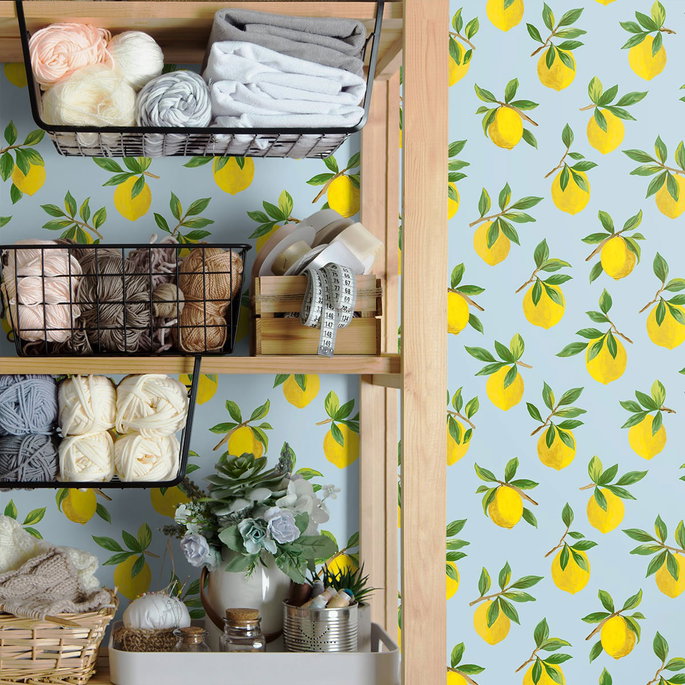 Daisy Bennett Lemoncello Sky Blue Peel &amp; Stick Wallpaper image 2 of 5