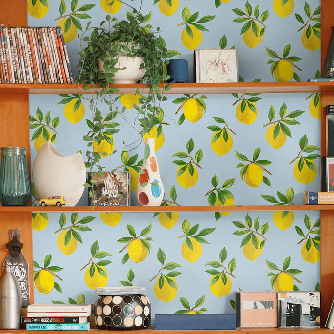 Daisy Bennett Lemoncello Sky Blue Peel &amp; Stick Wallpaper image 3 of 5