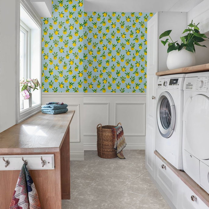 Daisy Bennett Lemoncello Sky Blue Peel &amp; Stick Wallpaper image 4 of 5