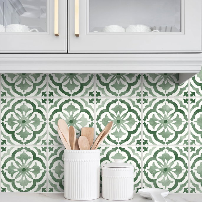 Daisy Bennett Sorento Tile Jungle Green Peel &amp; Stick Wallpaper image 2 of 5