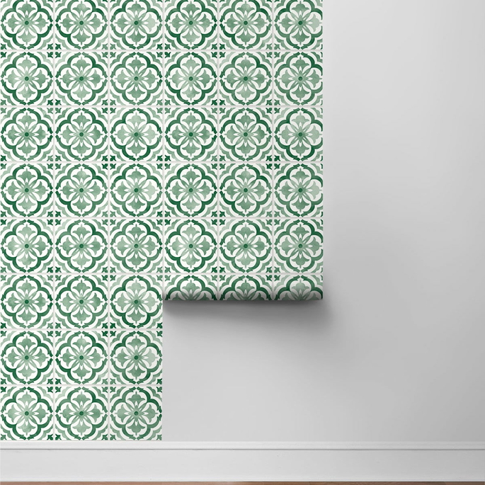 Daisy Bennett Sorento Tile Jungle Green Peel &amp; Stick Wallpaper image 5 of 5