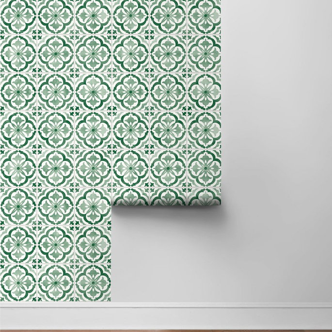Daisy Bennett Sorento Tile Jungle Green Peel &amp; Stick Wallpaper image 5 of 5