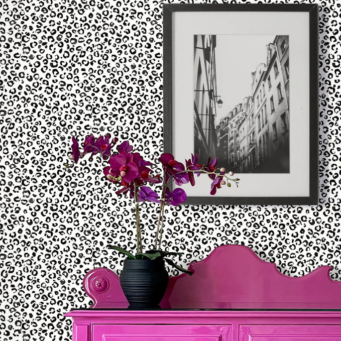 Daisy Bennett Classic Leopard Black &amp; White Peel &amp; Stick Wallpaper image 2 of 5
